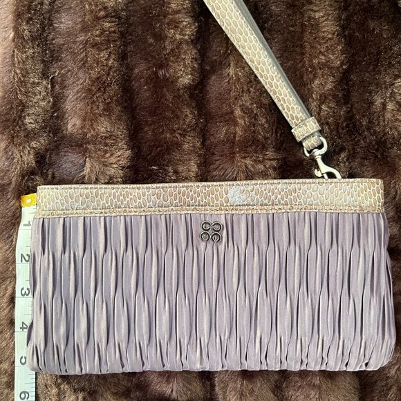 Coach Clutch Evening Elegant Satin W/Leather Python Print EUC - Picture 6 of 10